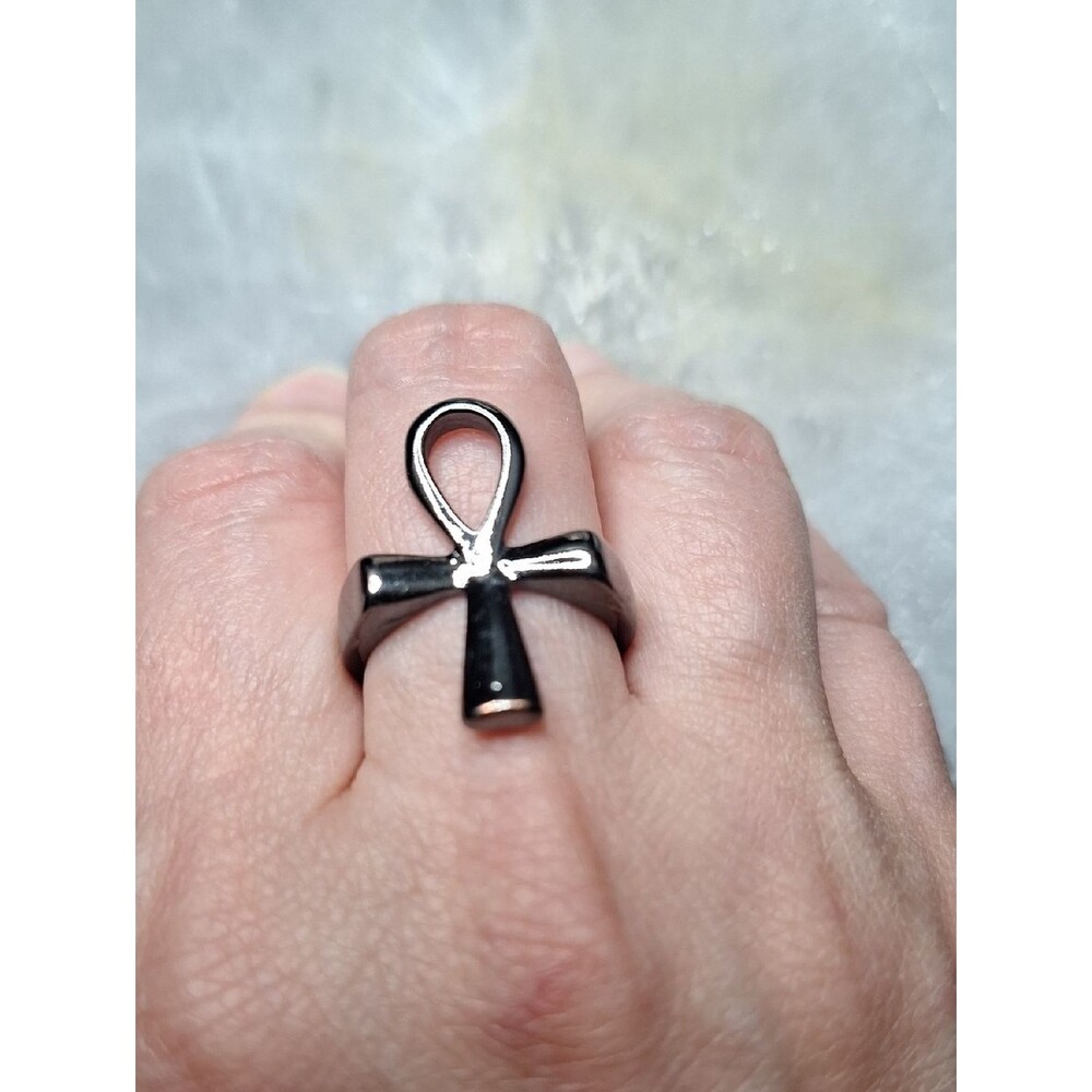 Black Ankh Cross Ring